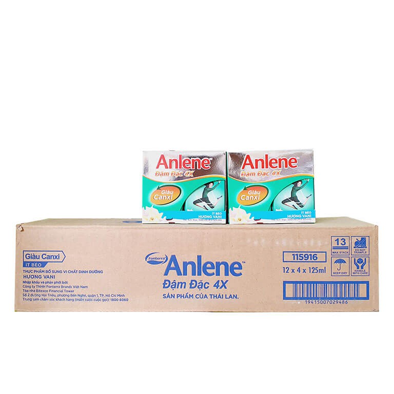 Thùng Sữa Bột Pha Sẵn Anlene Đậm đặc 4x Hương Vani