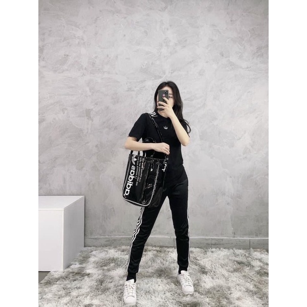 TNS - Túi tote form vuông hottrend vừa laptop Adidaz shopper bag-chất da bóng ánh kim cực trendy
