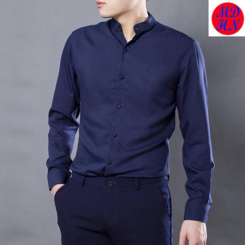 Áo sơ mi dài tay nam cổ trụ MDHN - 740, cổ lãnh tụ, chất lụa đẹp