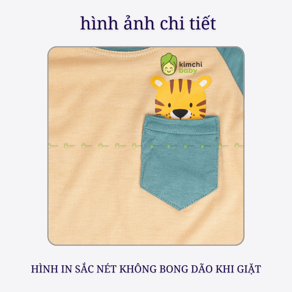 Đồ Bộ Bé Trai, Bé Gái Minky Mom Vải Thun Lạnh Túi Ngực In Động Vật, Bộ Dài Tay Cho Bé Mặc Thu Đông MKMTD2163