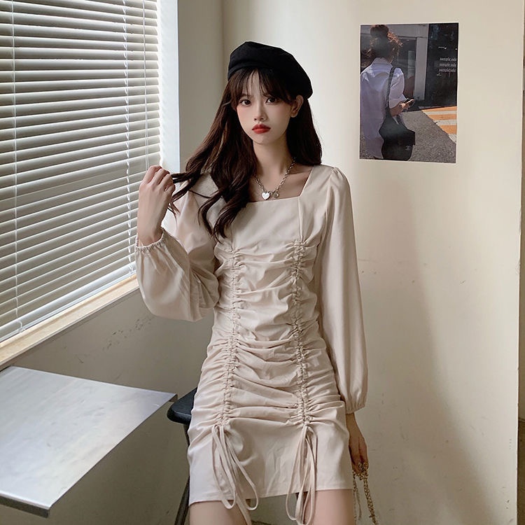 Đầm Dáng Ôm Xếp Ly Quyến Rũ Thời Trang Pháp Cho Nữ