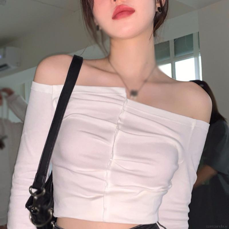 Áo thun tay dài hở vai dáng ôm cho nữ