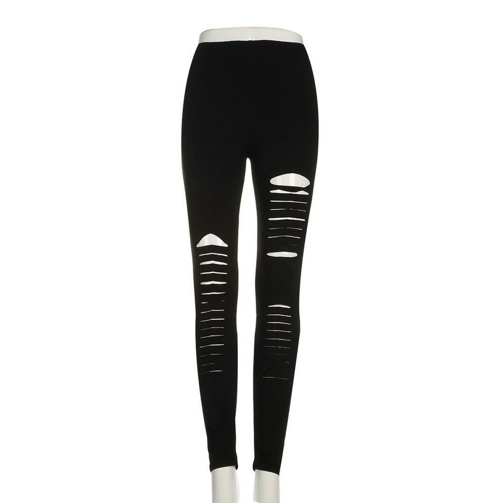 Quần Legging Đen Rách Gối Gợi Cảm Cho Nữ