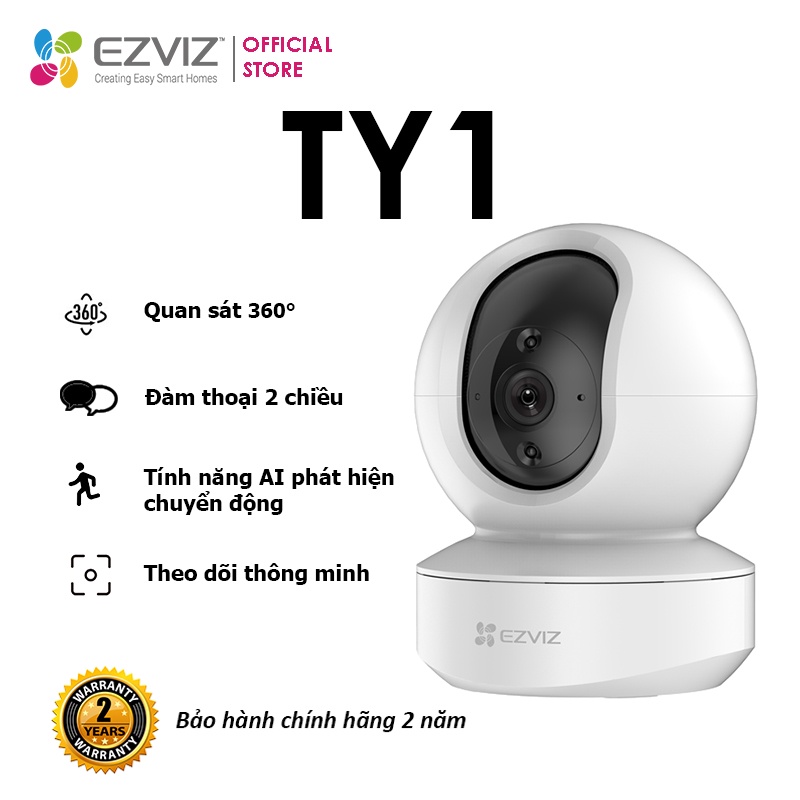 Camera không dây EZVIZ TY1 1080p / 4MP 2K siêu nét quay quét 360 độ - Ghi hình ban đêm