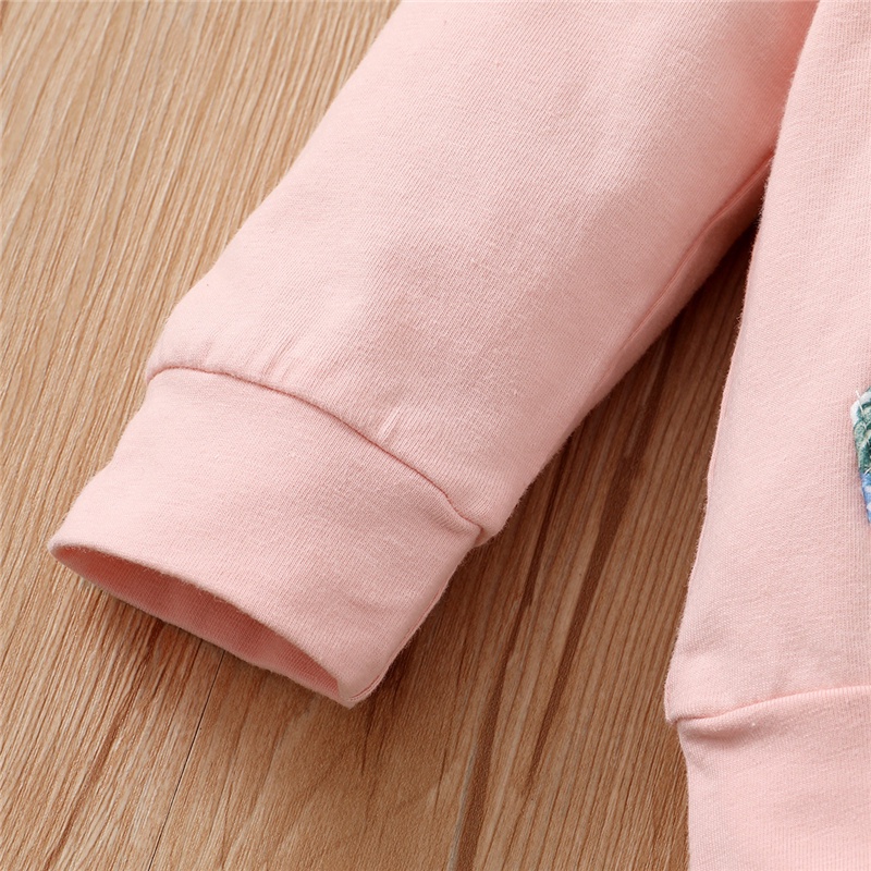 Set trang phục 3 món Mikrdoo gồm áo hoodie tay dài + quần dài + băng đô nơ họa tiết hoa mùa thu cho bé gái sơ sinh