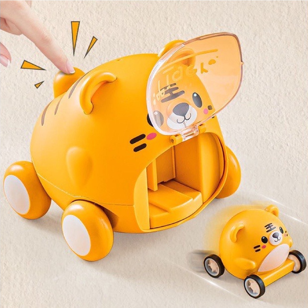 Xe Ô Tô Đồ Chơi Hình Hổ Vàng Gấu Nâu Chó Trắng Ngộ Nghĩnh Đáng Yêu Cho Bé Trai Bé Gái
