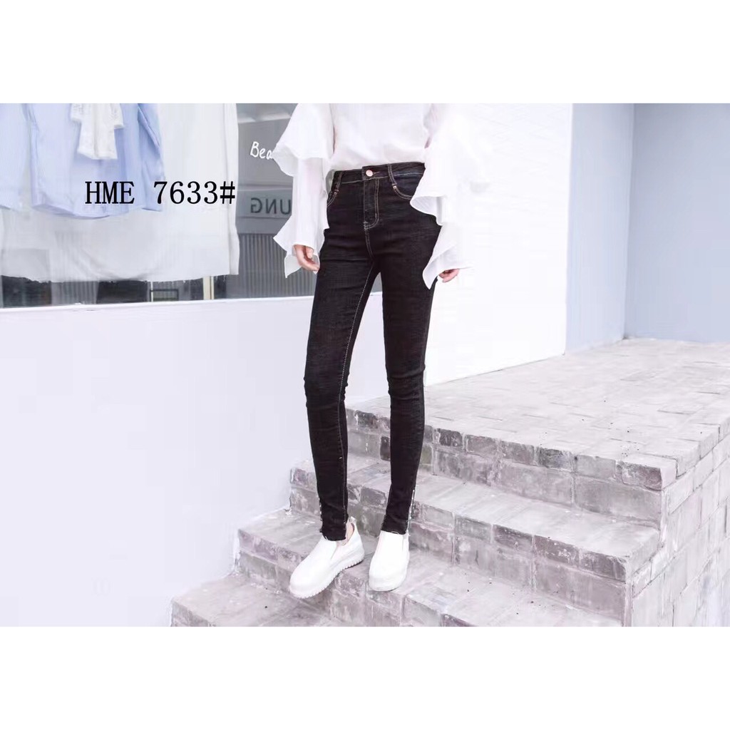 Quần Jeans Lưng cao Co dãn Mẫu 2018  Đen2 .mã 7633-2