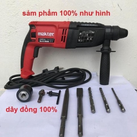 máy khoan bê tông maktec tặng 5 mũi khoan đục và đầu khoan vít