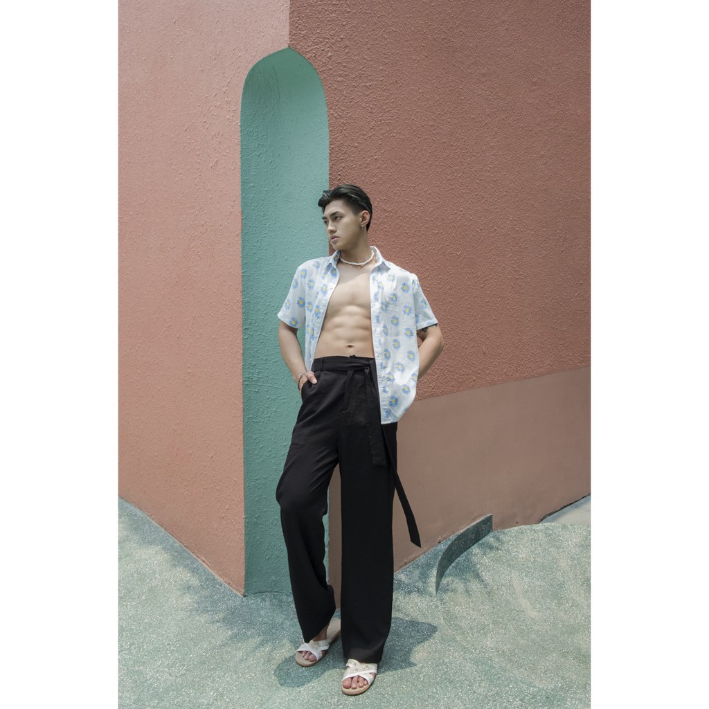 Quần Linen đi biển ống suông lưng cao phối dây đai dài 1,5m | BigBuy360 - bigbuy360.vn