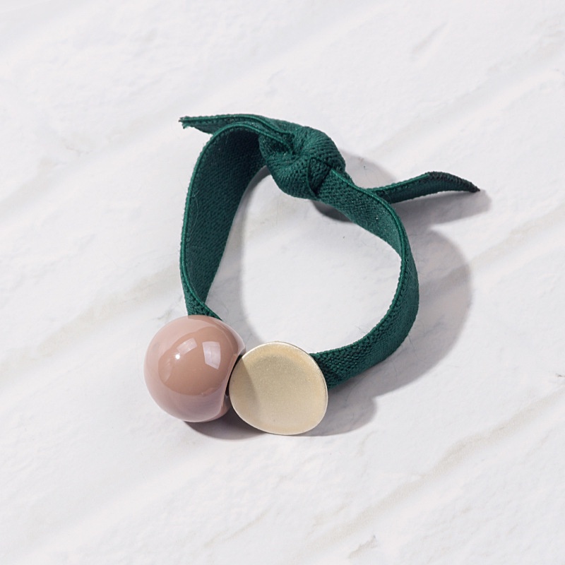 Dây buộc tóc cao su co giãn đính hạt tròn thời trang đơn giản dễ phối đồ