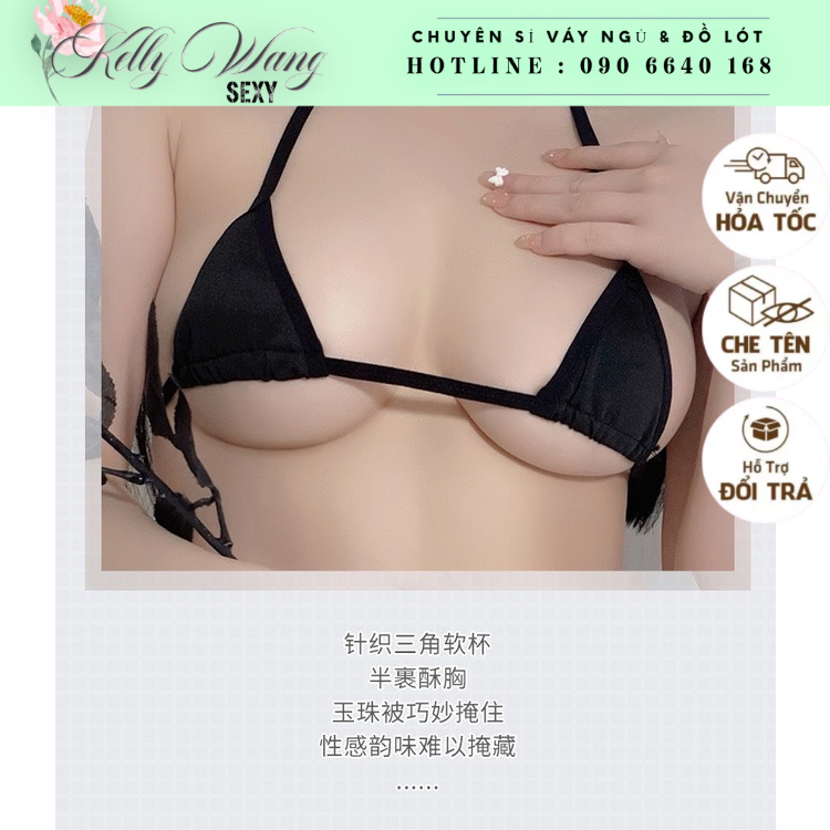 BK029 Bộ đồ lót lọt khe bikini hai mảnh bốc lửa vải lụa mềm - KELLY WANG