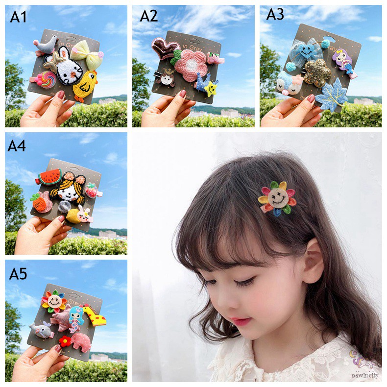 Set Kẹp Tóc Kiểu Hoạt Hình Đáng Yêu Độc Đáo Cho Bé Gái