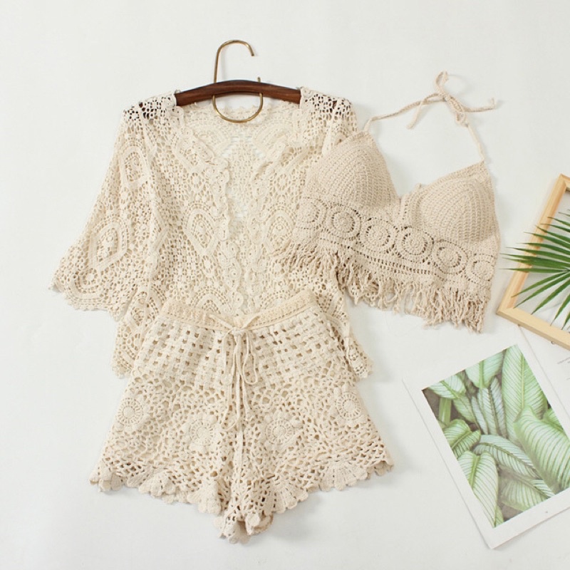 💥14-Set bikini ren đi biển 2 món có bán rời