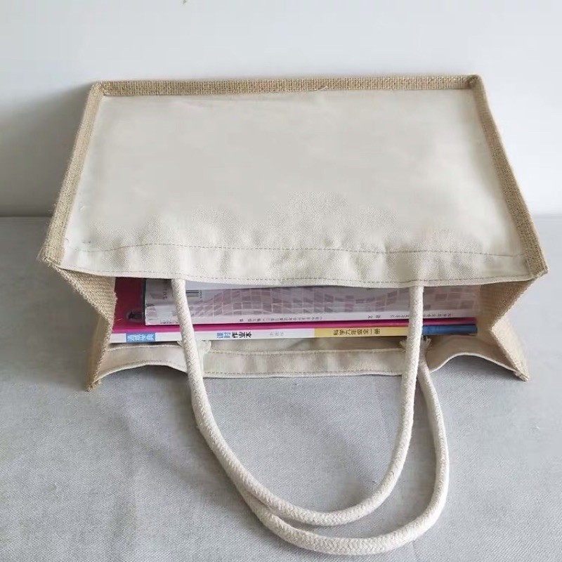 Túi cói bố hai mặt vải trơn trắng lớn 🍚