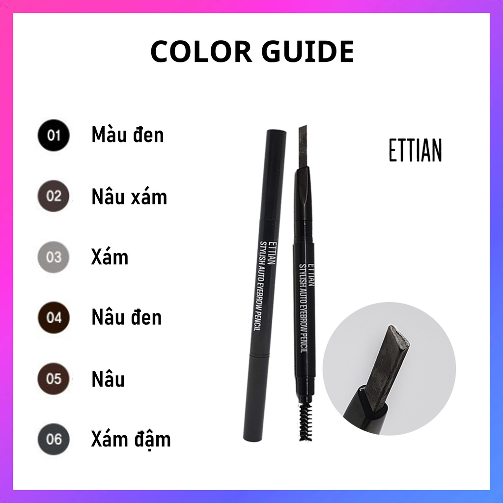 Chì kẻ chân mày tạo nét tự nhiên như chân mày thật, không lem, chống trôi, bám dính trong thời gian lâu dài ‎[ETTIAN Natural auto eyebrow pencil 0.2g] | BigBuy360 - bigbuy360.vn