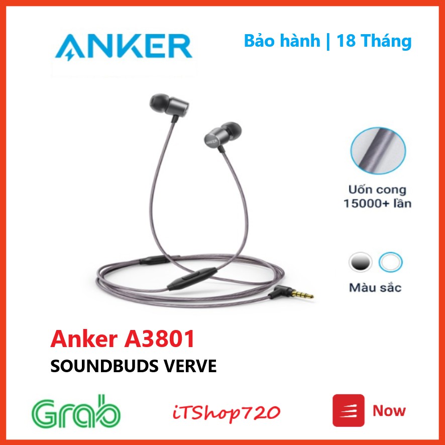 [Mã 2404EL10K giảm 10K đơn 20K] Tai nghe có dây ANKER SoundBuds Verve có mic - A3801 - hàng chính Hãng