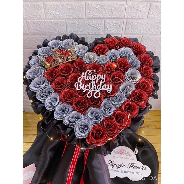 [Quà Valentine - Hot] Bó hoa hồng Nhũ vĩnh cửu 50 bông cực đẹp, siêu to nhận đặt mầu theo yêu cầu