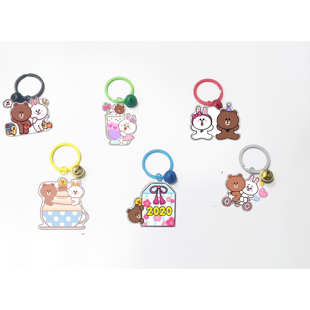 Móc khoá gấu brown thỏ cony vịt sally dẹt vòng MKI7 móc khoá cute móc khoá dễ thương