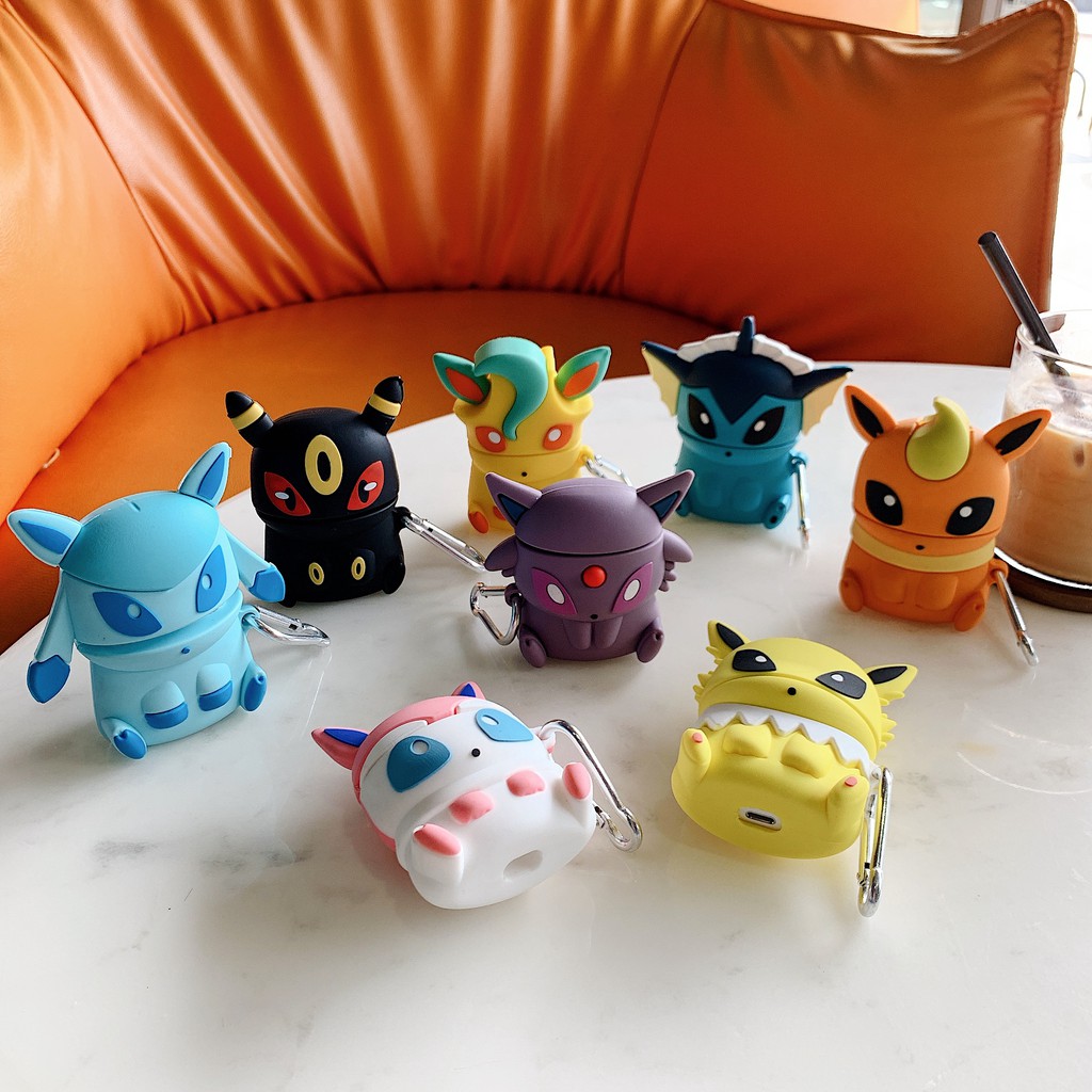 Vỏ Bảo Vệ Hộp Sạc Tai Nghe Airpods 1 / 2 / Pro Bằng Silicon Mềm Hình Pokemon Dễ Thương