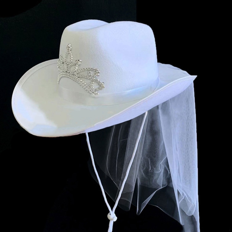 Nón Vành Rộng Màu Trắng Phong Cách Phương Tây Cho Cô Dâu