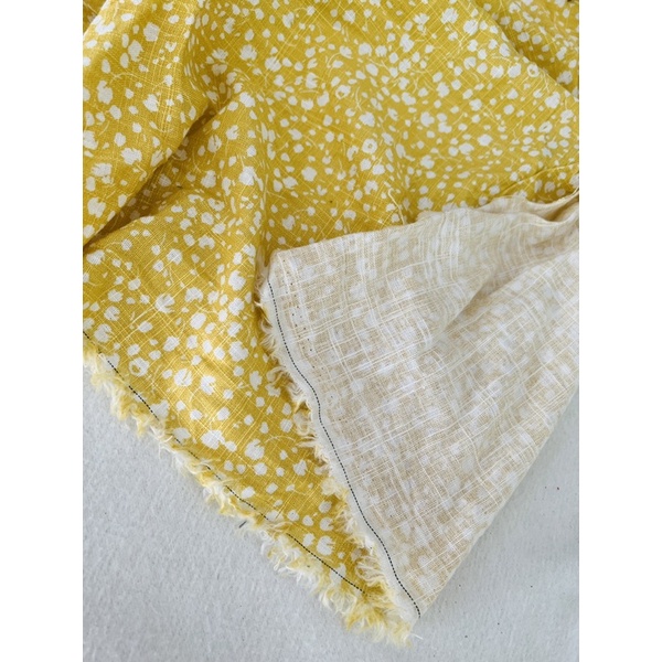 Vải linen đũi màu vàng hoa nhí