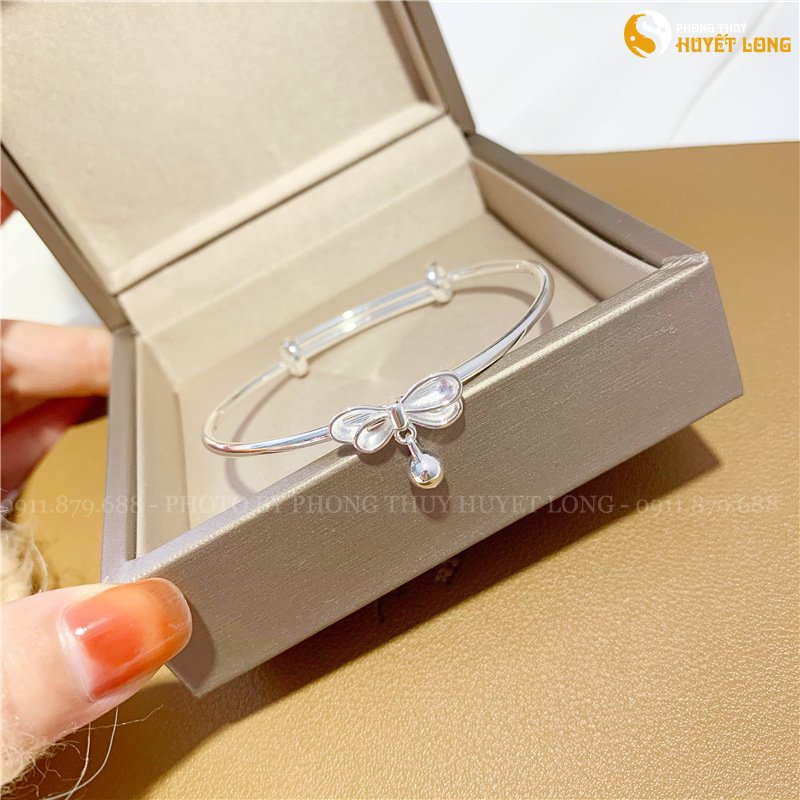 Lắc Tay Bạc Nữ 925 Hình Nơ, Lắc Bạc Nữ s925 Cao Cấp Thời Trang, Lắc Tay Nữ Tặng Hộp Gỗ