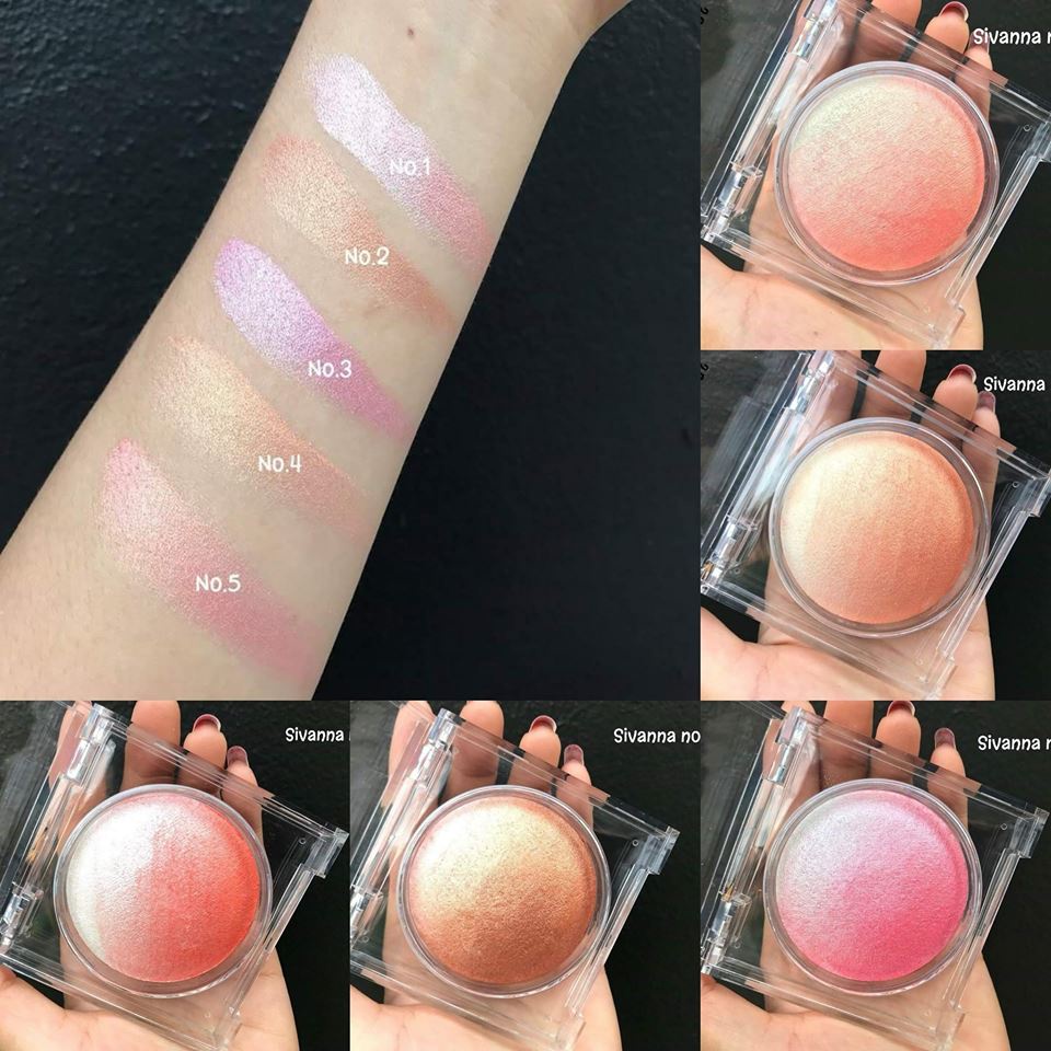 Phấn má hồng có nhũ kiêm phấn bắt sáng SIVANNA RAINBOW