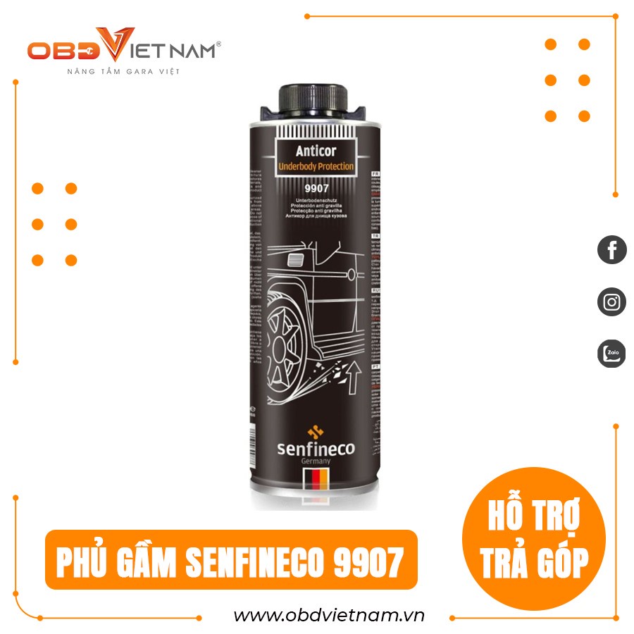 Sơn phủ gầm chống gỉ sét, chống ồn ô tô cao su non SENFINECO Đức 1000 ml màu Đen