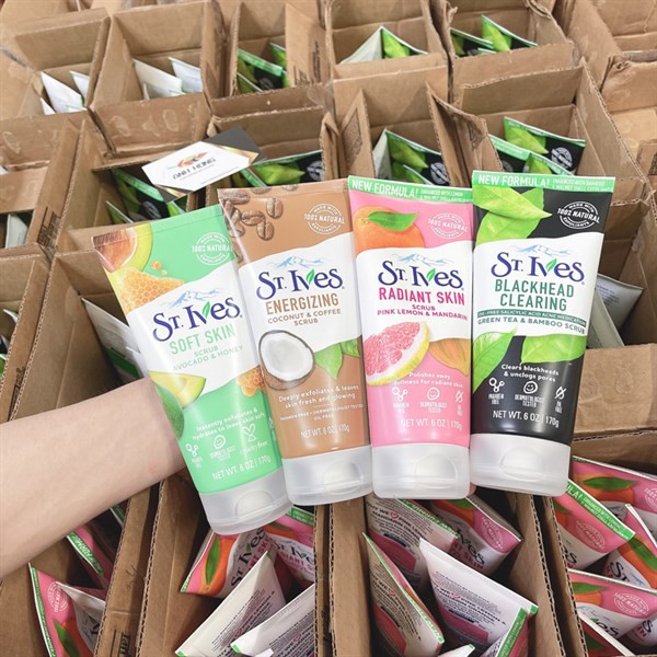 Sữa rửa mặt St.Ives 170g Trà xanh I Cafe & Dừa I Hương Mơ I Bơ&Mật ong I Hoa hồng tẩy tế bào chết