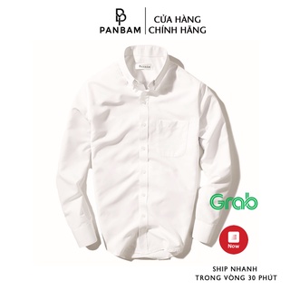 Áo sơ mi tay dài CHỐNG NHĂN PANBAM 100% Cotton dày dặn, form regular fit màu trắng kem - FULL TAG MẠC CỦA SHOP
