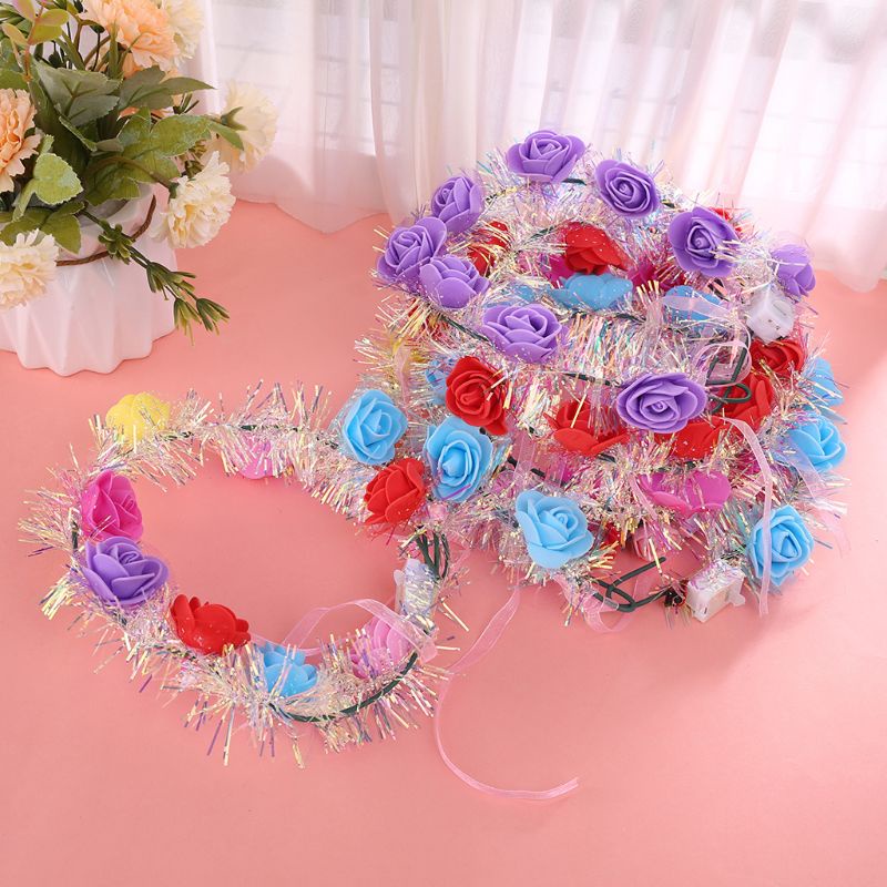 Vòng Hoa Đội Đầu Có Đèn LED Lấp Lánh Cho Nữ