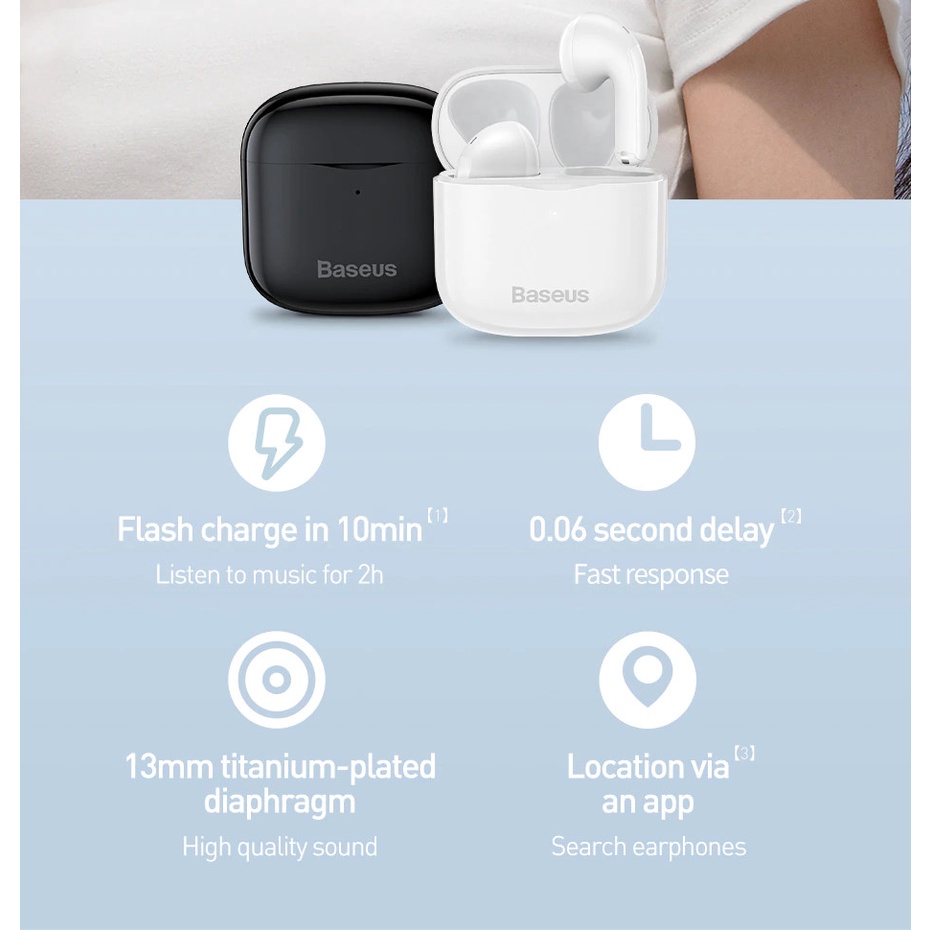 Tai Nghe Không Dây Baseus Bowie E3 Nhỏ Gọn, Kết Nối Nhanh Bluetooth 5.0 - Hàng chính hãng