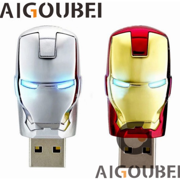 [Spot & COD] USB2.0 Cute Metal Metal Iron Man USB Flash Drive Thumb Memory Stick USB Flash Drive 1GB 2GB 4GB 8GB 16GB 32GB 32GB 64GB Thích hợp cho Máy tính xách tay / Máy tính.