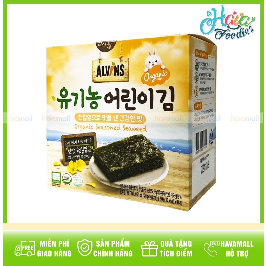 [HÀNG CHÍNH HÃNG] Rong Biển Hữu Cơ Ăn Liền Cho Bé Alvins 20gr - Organic Seasoned Seaweed