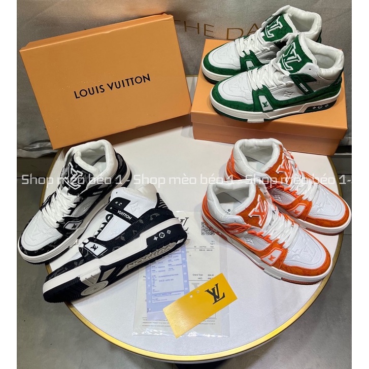 Giày thể thao sneaker lv cao cổ viền hoạ tiết fullbox