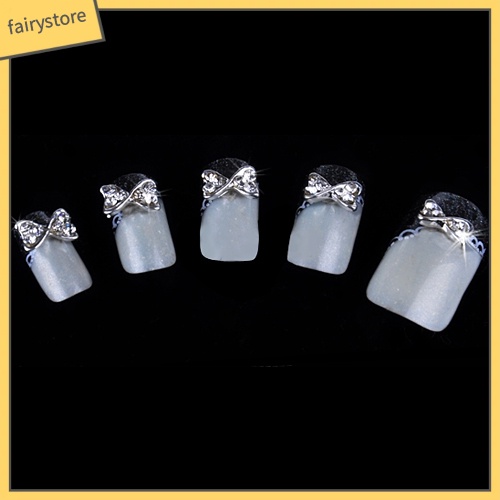 Set 10 vật liệu hình nơ lấp lánh dùng trang trí móng tay 3D xinh xắn