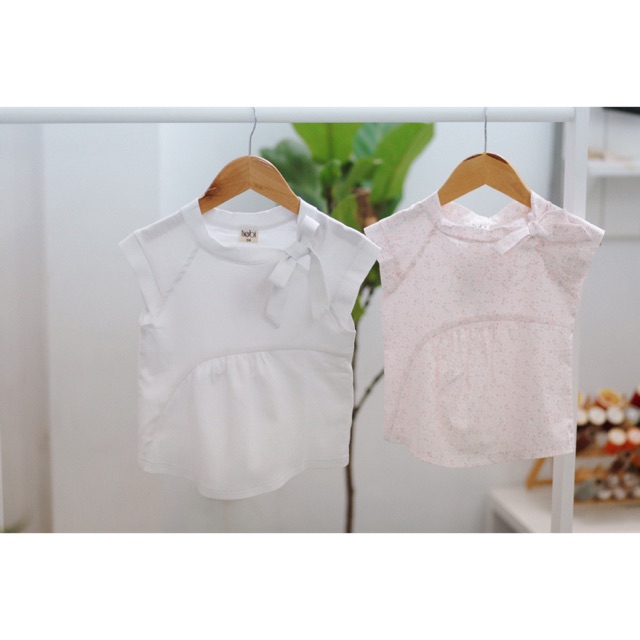 Áo kiểu cho bé gái, cổ thắt nơ style Hàn Quốc