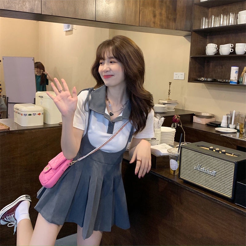 Jiashucheng Set Áo Váy Xếp Ly Phong Cách Phương Tây Ngọt Ngào Cho Nữ