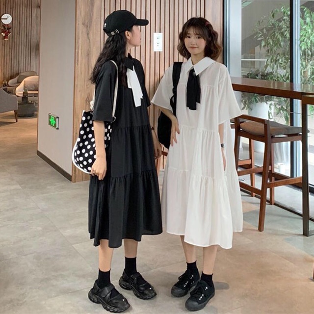 Đầm Ulzzang/ Đầm Đôi cổ bèo - Có Ảnh Thật ✨