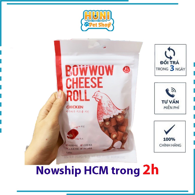 Phô mai bowow viên cuộn thịt gà BOW WOW 120g - Huni petshop