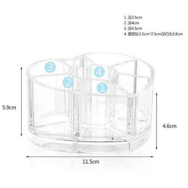 Khay son hình trái tim / khay đựng mỹ phẩm/ Khay mica trái tim