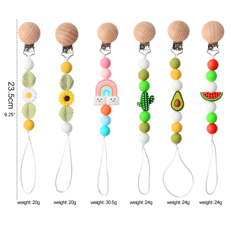 Kẹp Giữ Ti Giả Ngậm Mọc Răng Bằng Silicone Phối Dây Xích Handmade Dành Cho Trẻ Sơ Sinh