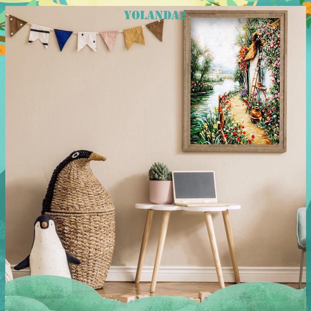 Tranh thêu chữ thập hình ngôi nhà 3 sợi cotton 11CT