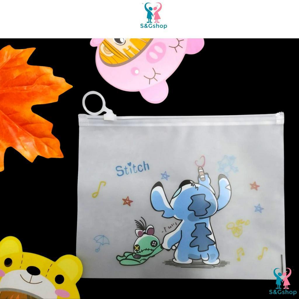 Túi đựng bút trong suốt gấu dâu, túi zip đựng viết và đồ dùng học tập phong cách hàn quốc văn phòng phẩm