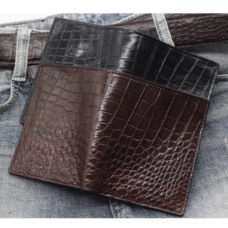 Ví Nam Da Cá Sấu - Bóp Đứng 2 Mặt Da Cá Sấu Thật Được Hoàn Thiện Từ Vân Bụng Sang Trọng Thời Trang Bảo Hàng 12 Tháng