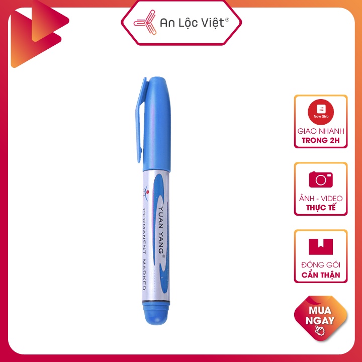 Bút Lông Dầu Mực Xanh Dương 15mm YY2004 Thân tròn - Nhiều Mực - Viết Lâu Phai