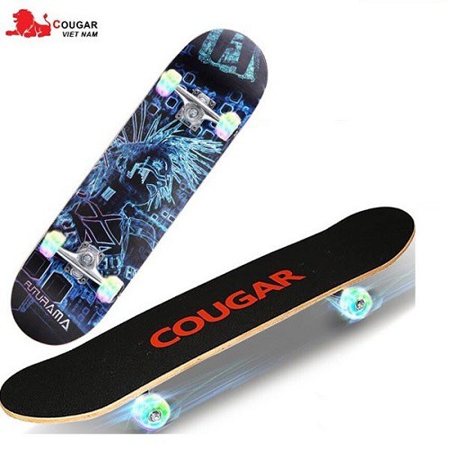LTẶNG Túi dựng ván trượt+BỘ DỤNG CỤ| Ván trượt Skateboard gỗ Maple cao cấp 9 lớp ép, chính hãng Cougar MH3108
