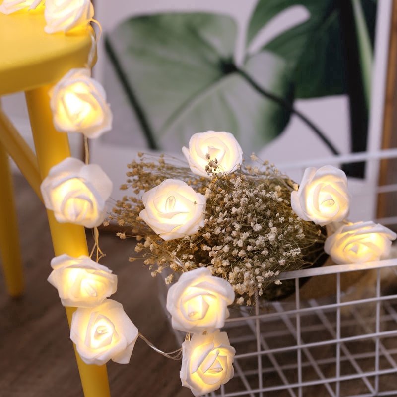 Dây đèn led 40 bóng hình hoa hồng dài 4m dùng trang trí Giáng Sinh