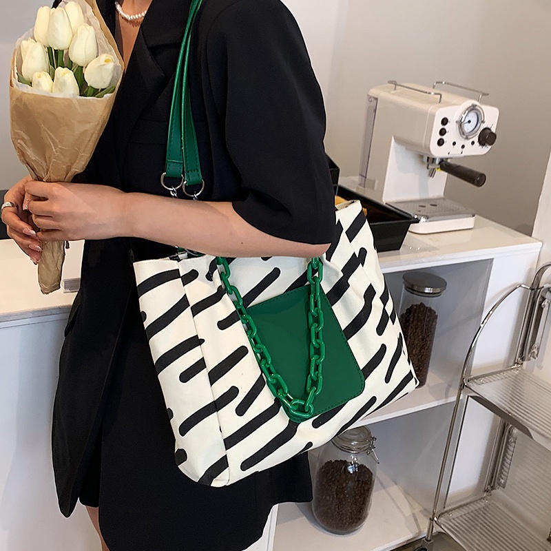 IELGY Túi Đeo Vai Vải canvas Cỡ Lớn In Họa Tiết Ngựa Vằn Thời Trang Cho Nữ