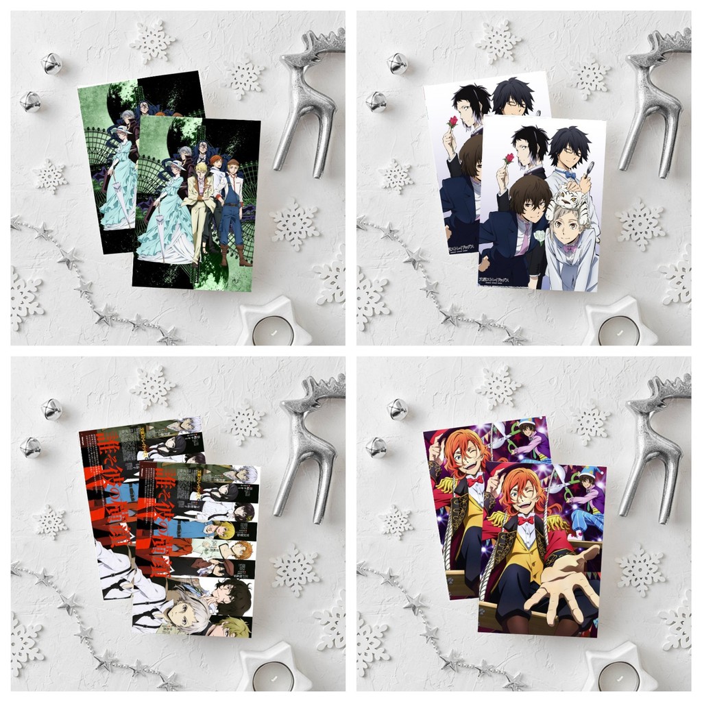 (V02) Tấm Postcard anime cao cấp giấy 260gsm BUNGOU STRAY DOGS Văn hào lưu lạc hình chibi ảnh đẹp